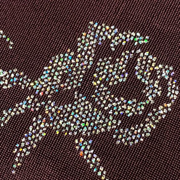 Michael Carrie Short Sleeve Glitter Roses Dress Small Stretchy Wine Purple - Picture 9 of 10